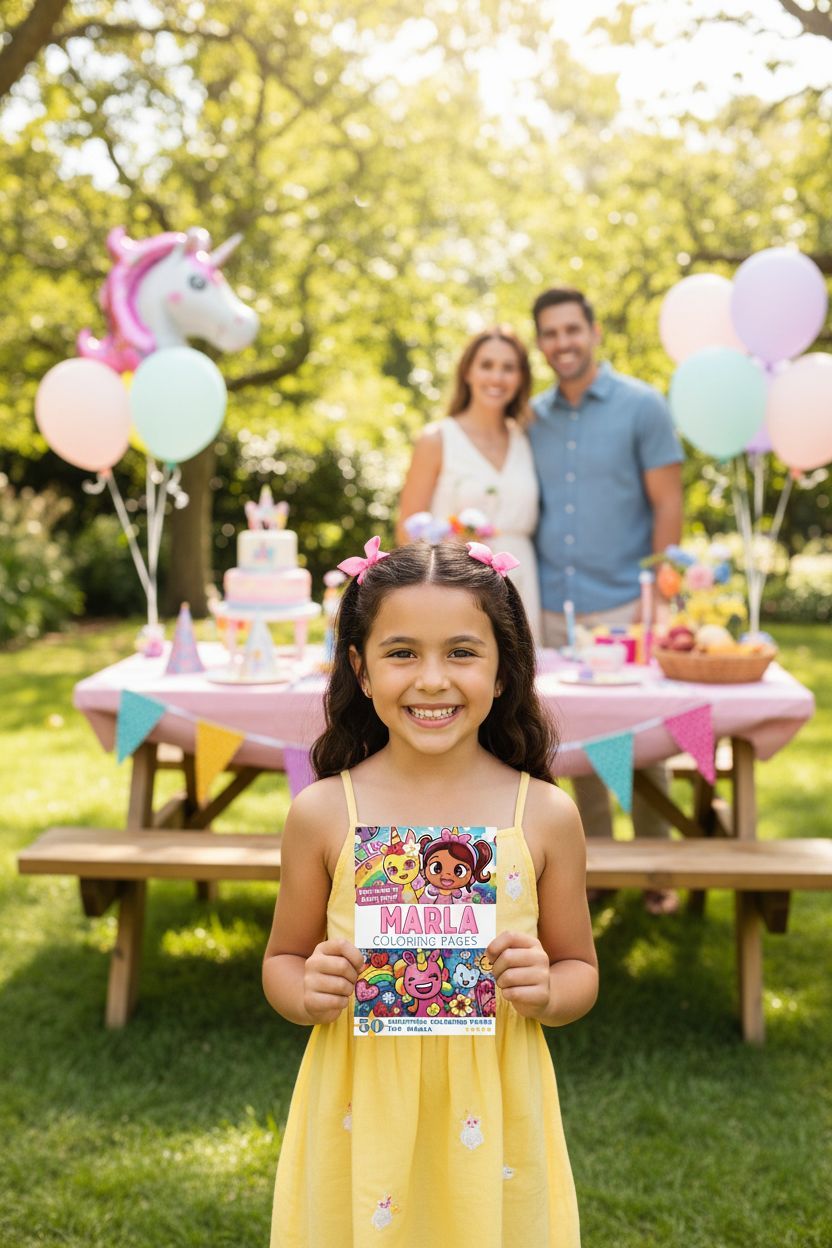 Marla coloring book in use