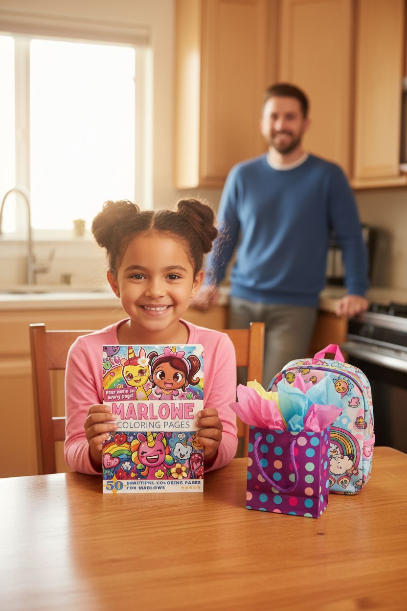 Marlowe coloring book in use