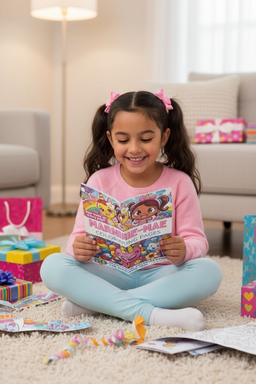 Marnie-Mae coloring book in use