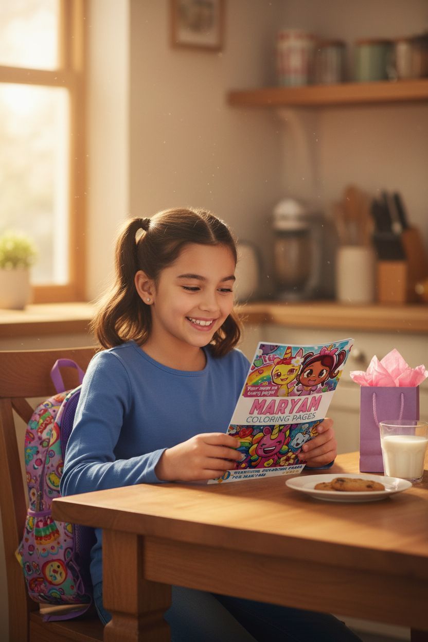 Maryam coloring book in use