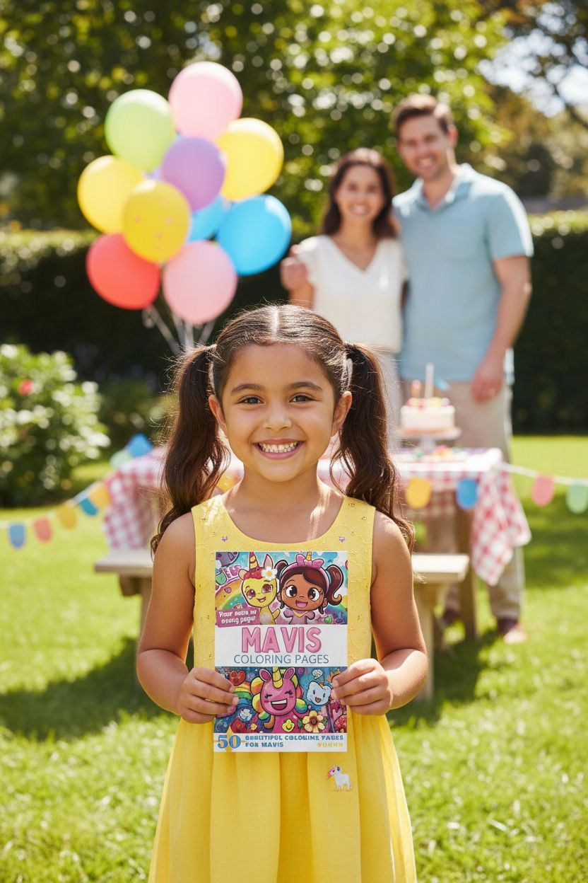 Mavis coloring book in use