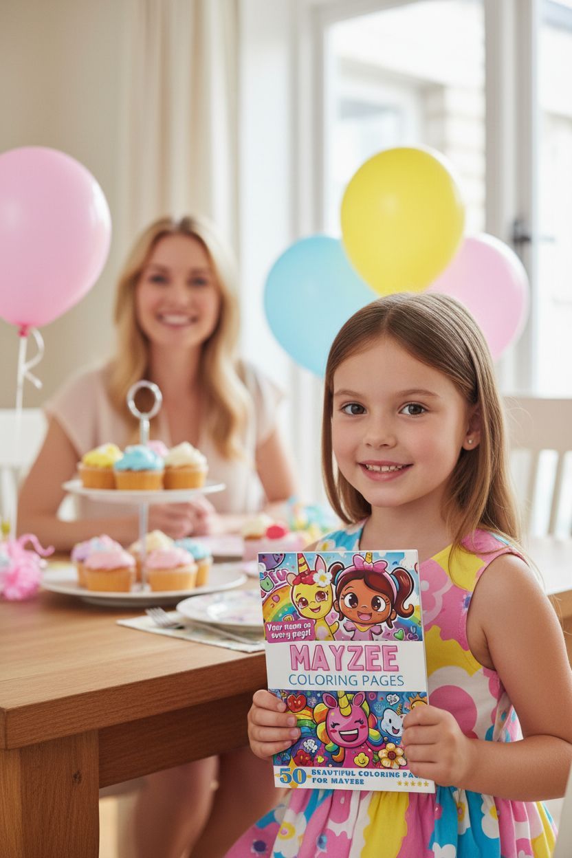 Mayzee coloring book in use