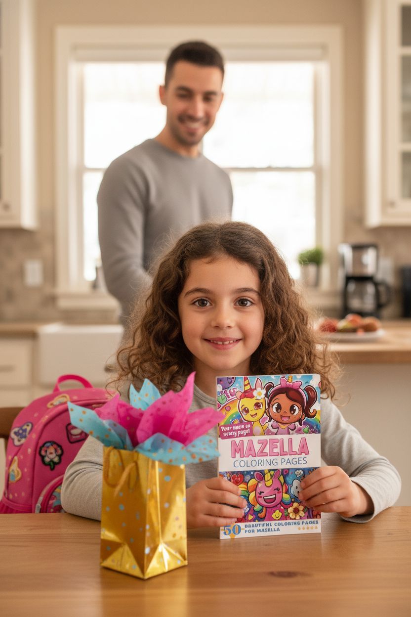 Mazella coloring book in use