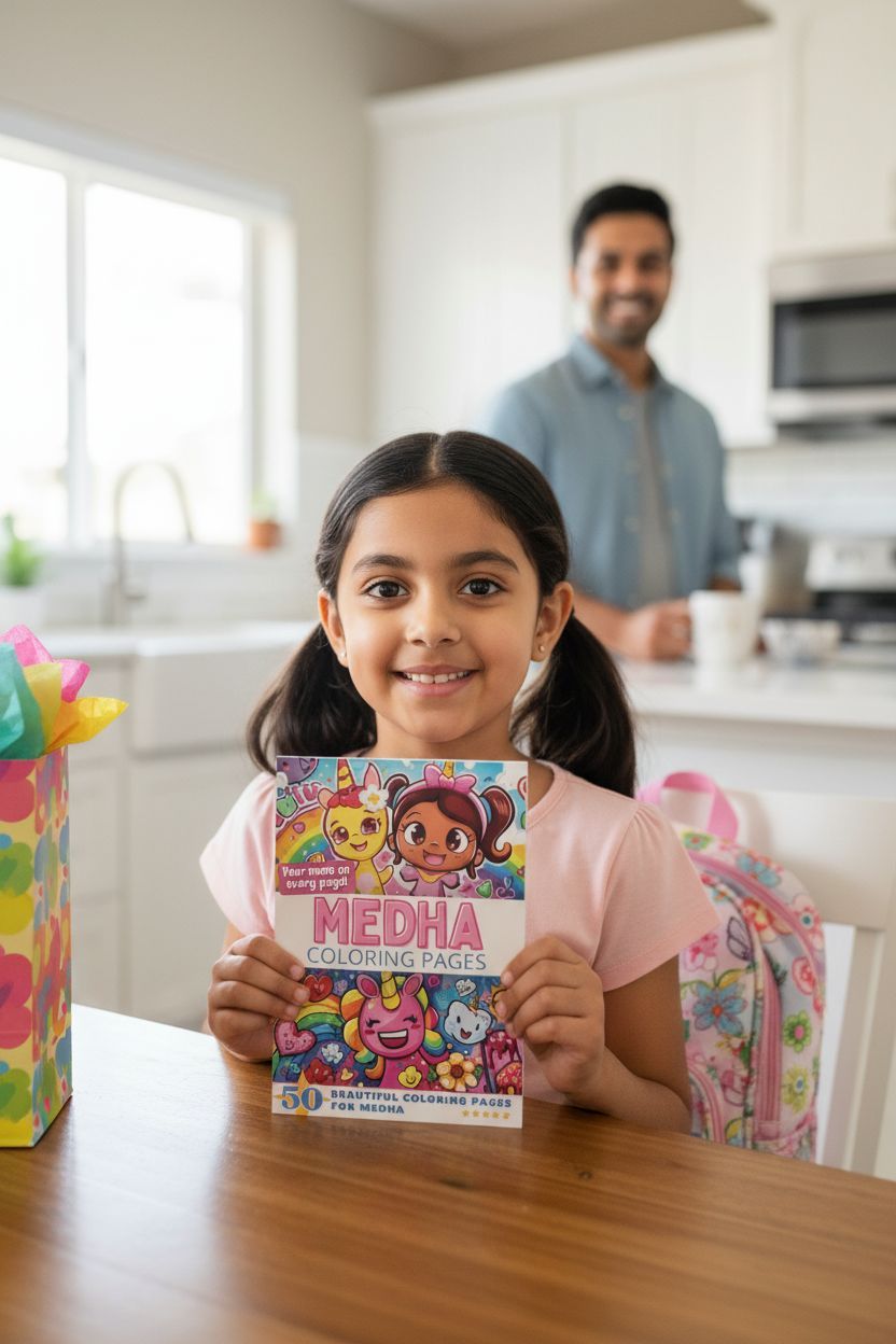 Medha coloring book in use