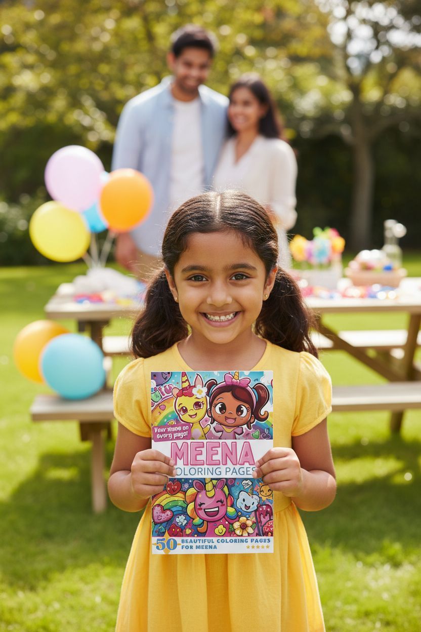 Meena coloring book in use