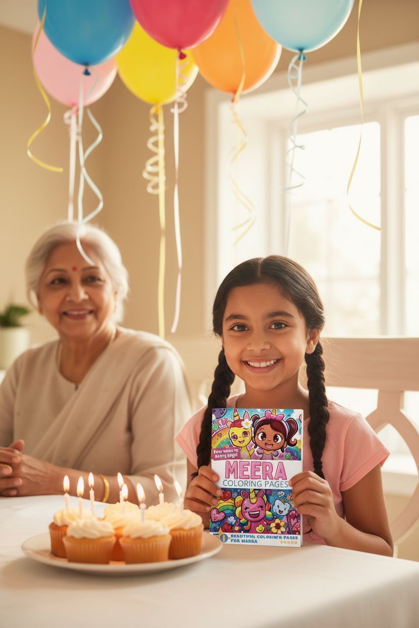Meera coloring book in use