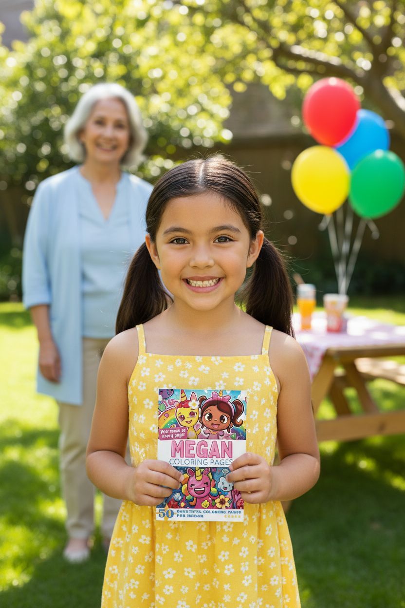 Megan coloring book in use