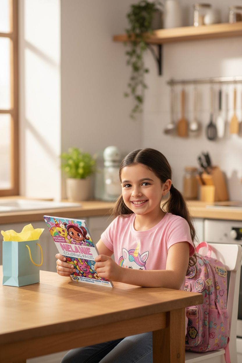 Melanie coloring book in use