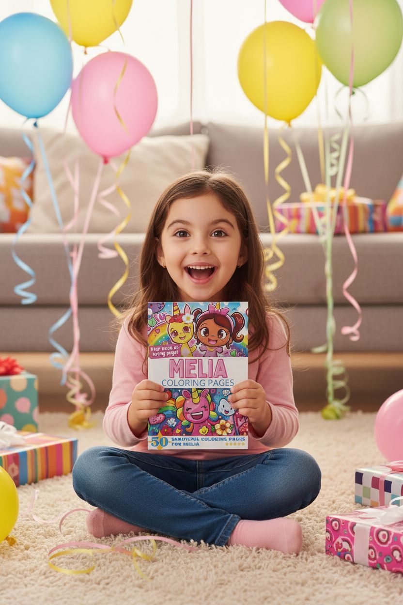 Melia coloring book in use