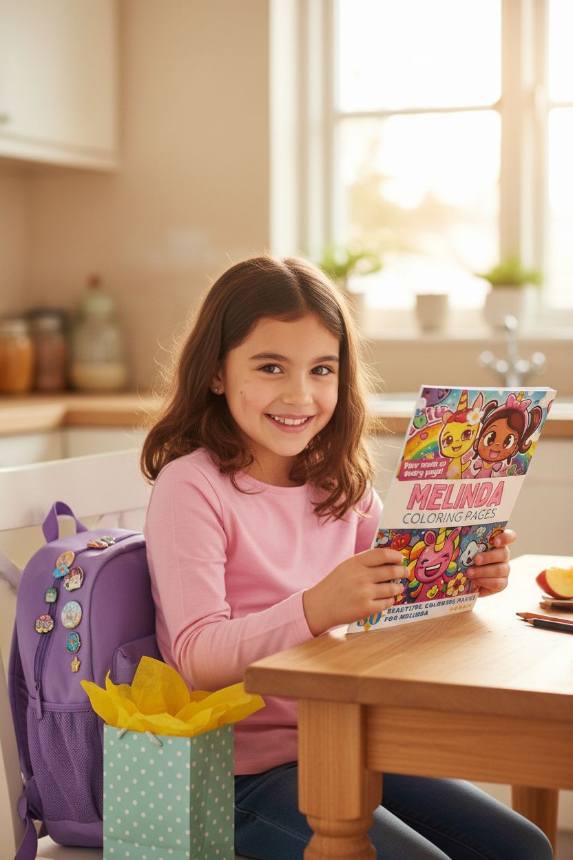 Melinda coloring book in use