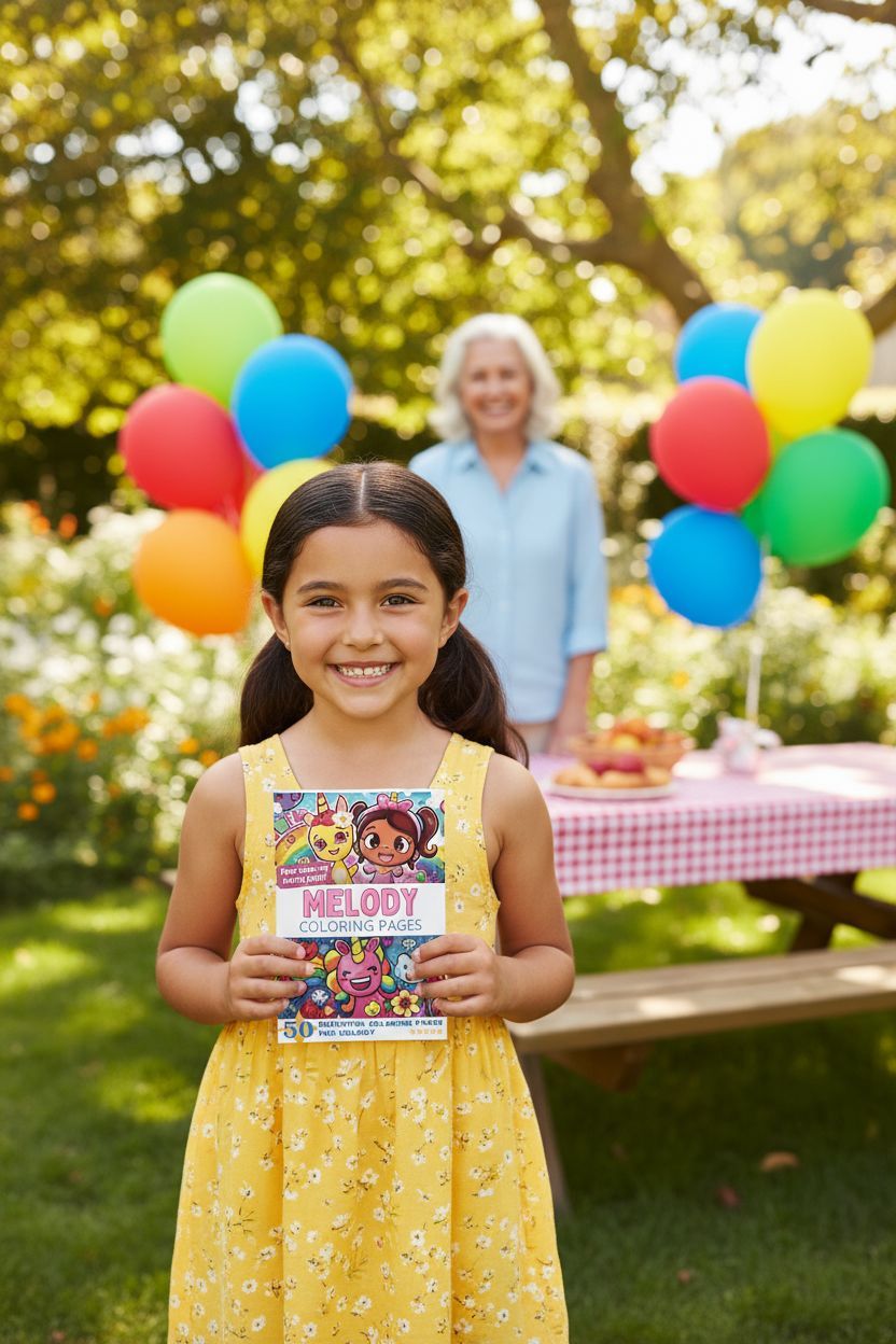 Melody coloring book in use