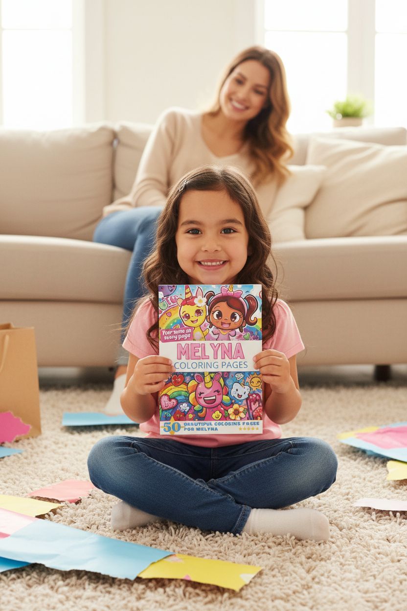 Melyna coloring book in use