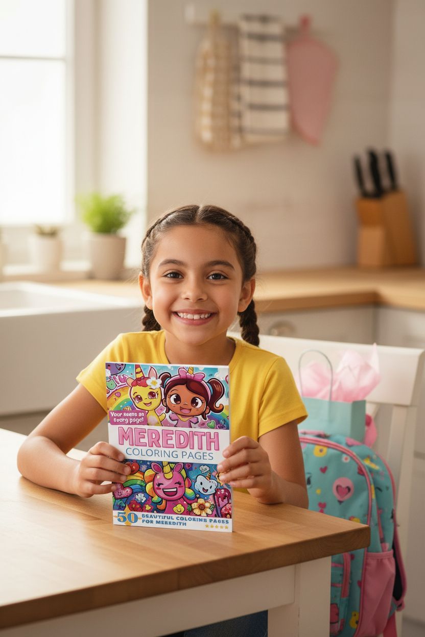 Meredith coloring book in use