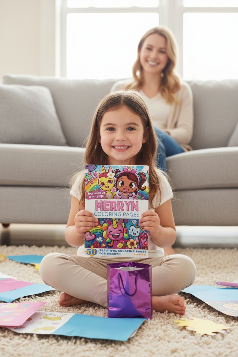 Merryn coloring book in use