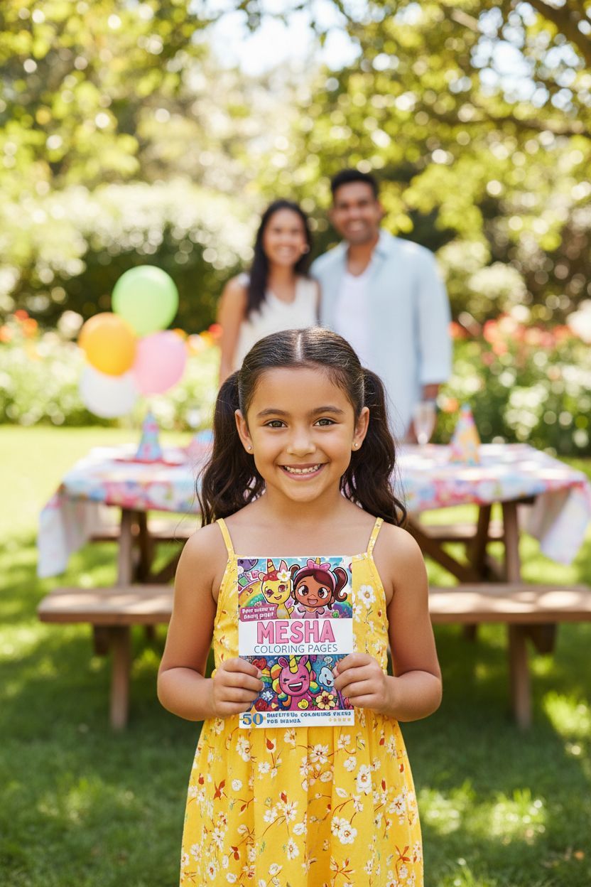 Mesha coloring book in use