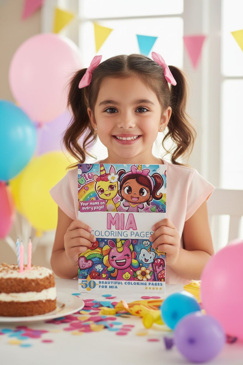Mia coloring book in use
