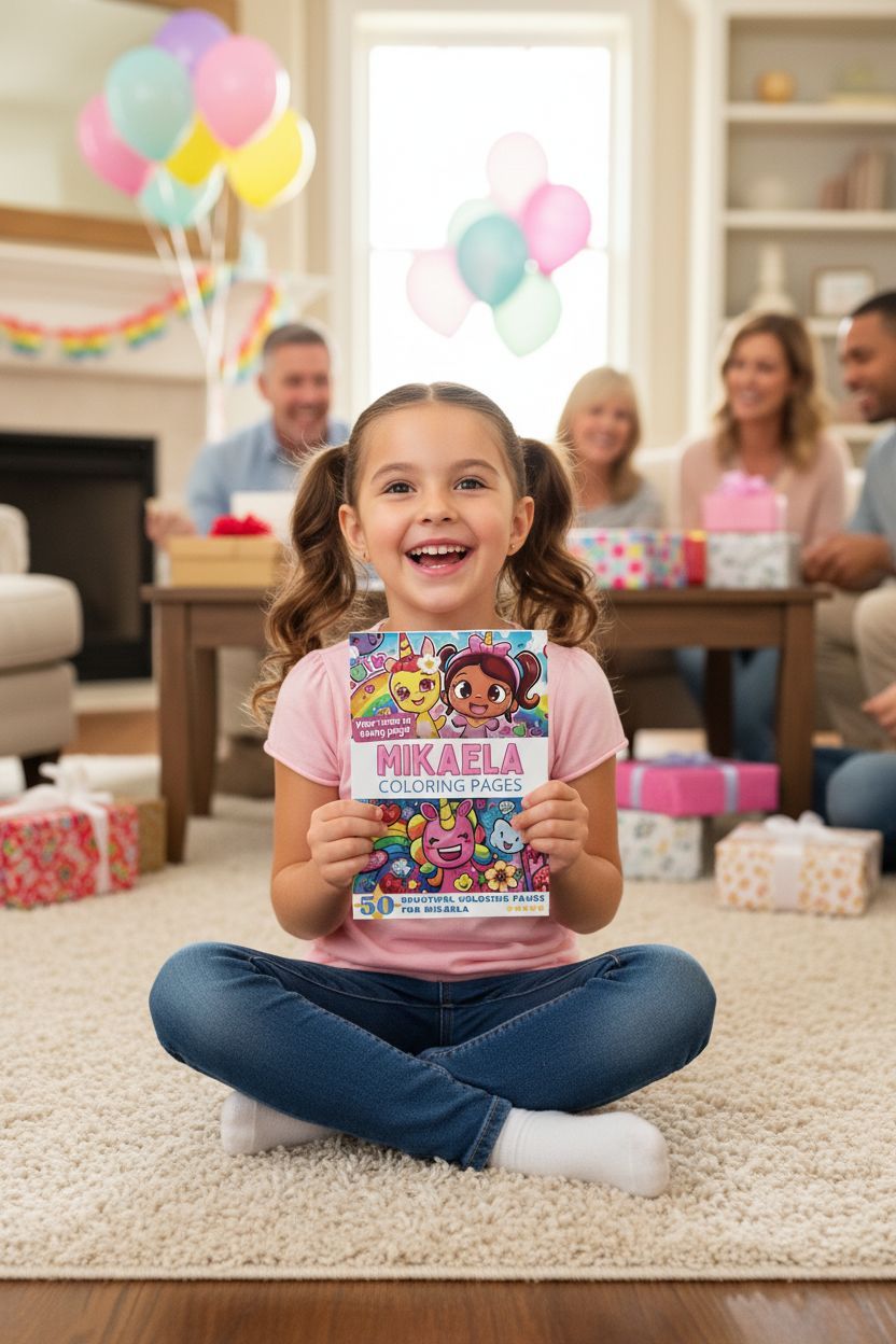 Mikaela coloring book in use