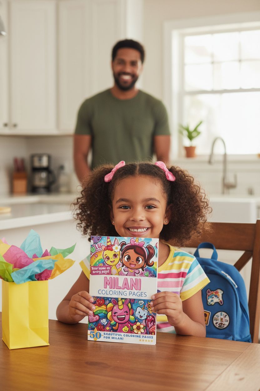 Milani coloring book in use