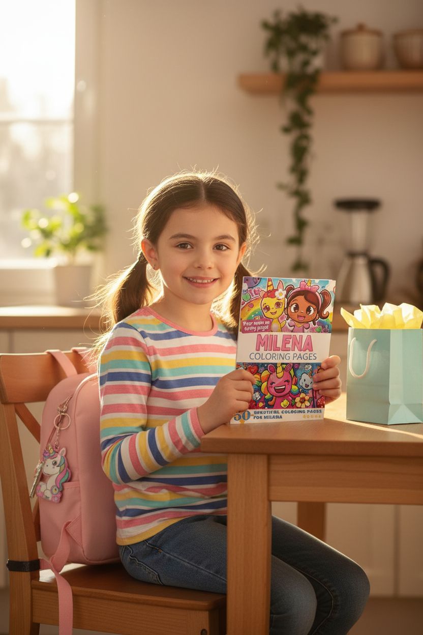 Milena coloring book in use