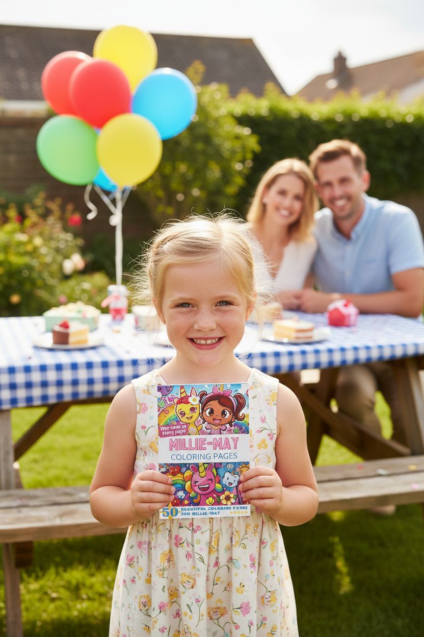 Millie-May coloring book in use