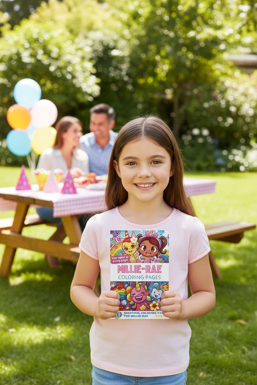 Millie-Rae coloring book in use