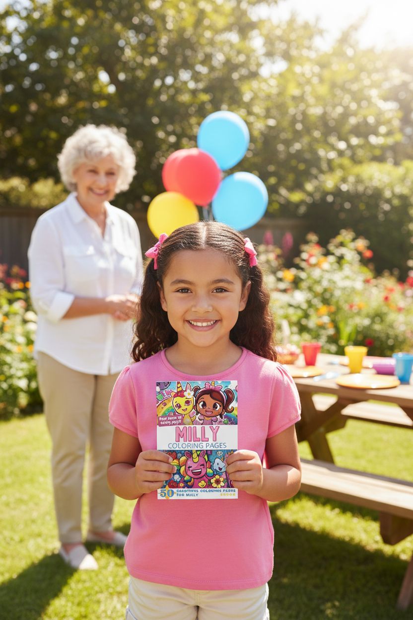 Milly coloring book in use