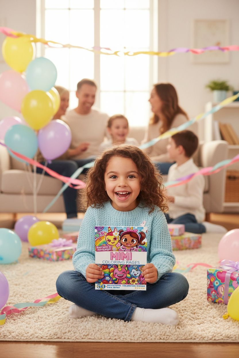 Mimi coloring book in use