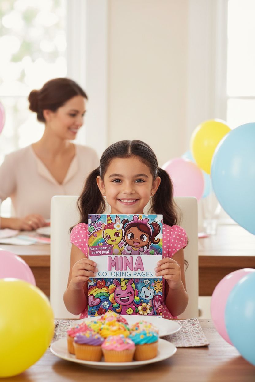Mina coloring book in use