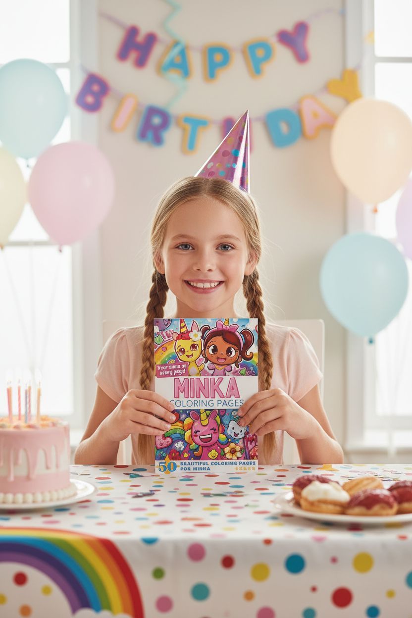 Minka coloring book in use