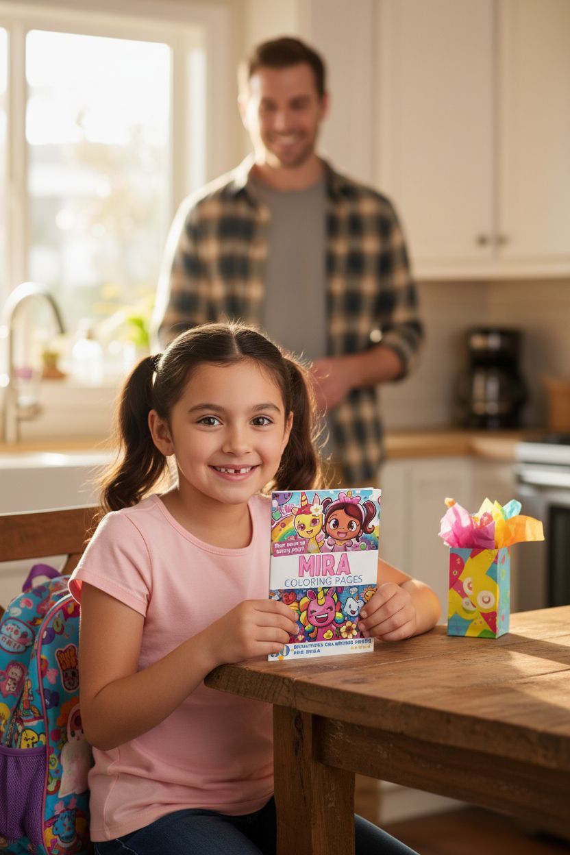 Mira coloring book in use