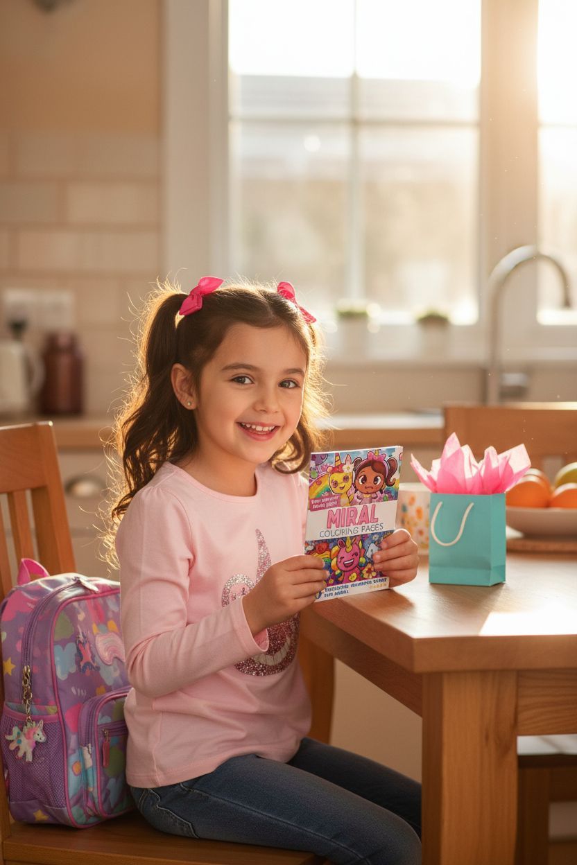 Miral coloring book in use