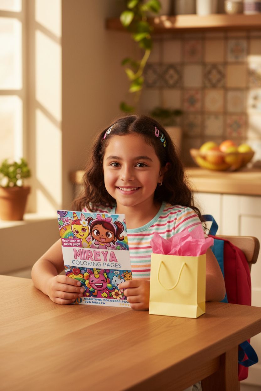 Mireya coloring book in use