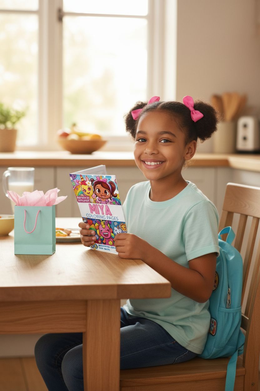 Miya coloring book in use