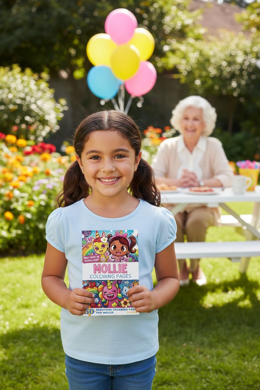 Mollie coloring book in use