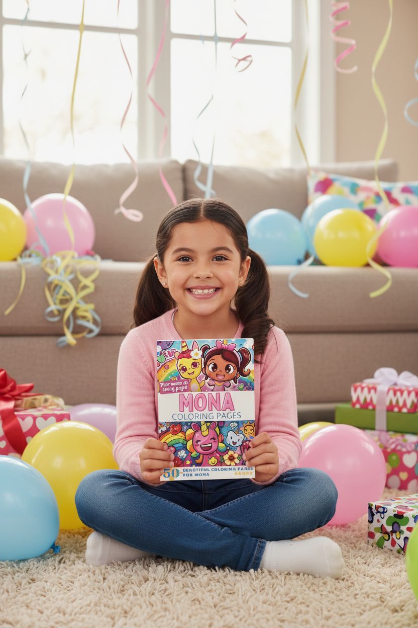 Mona coloring book in use