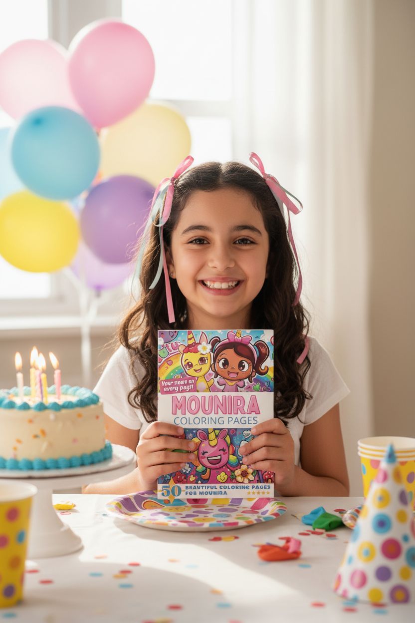 Mounira coloring book in use