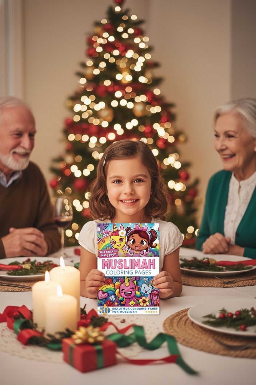Muslimah Christmas coloring pages gift
