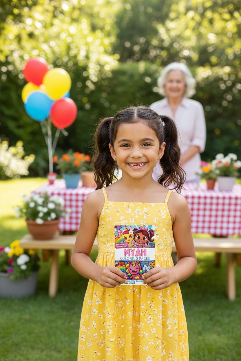 Myah coloring book in use