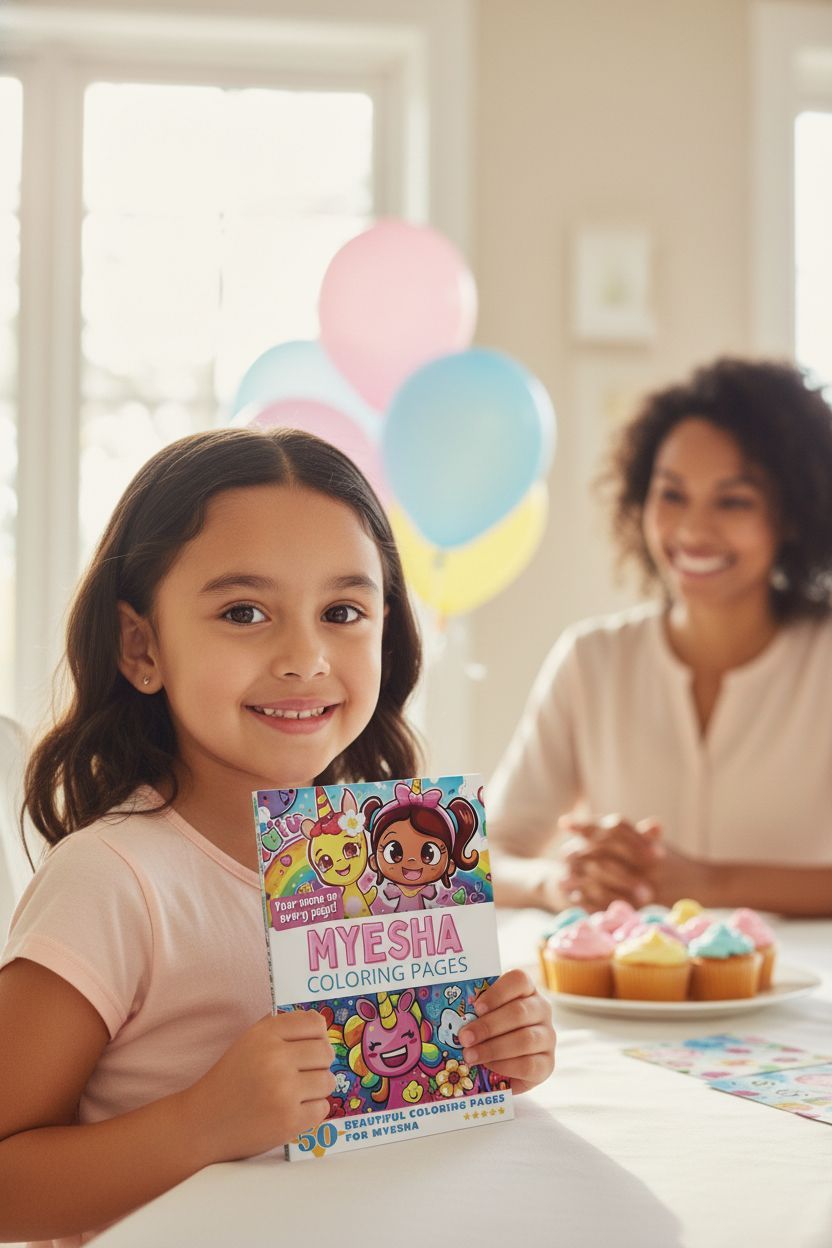 Myesha coloring book in use