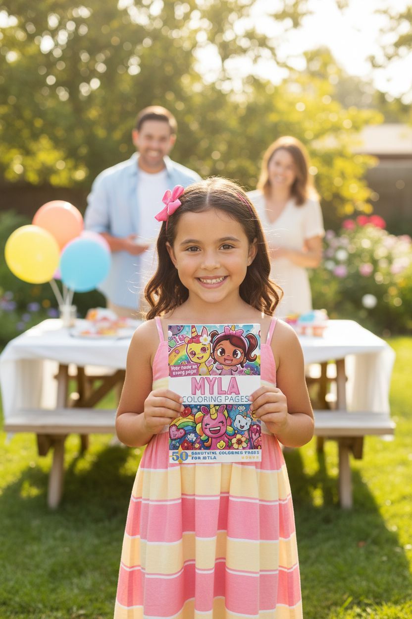 Myla coloring book in use