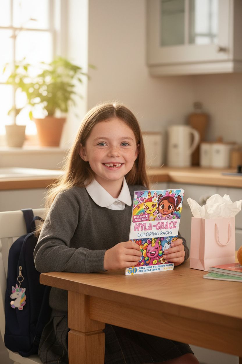 Myla-Grace coloring book in use