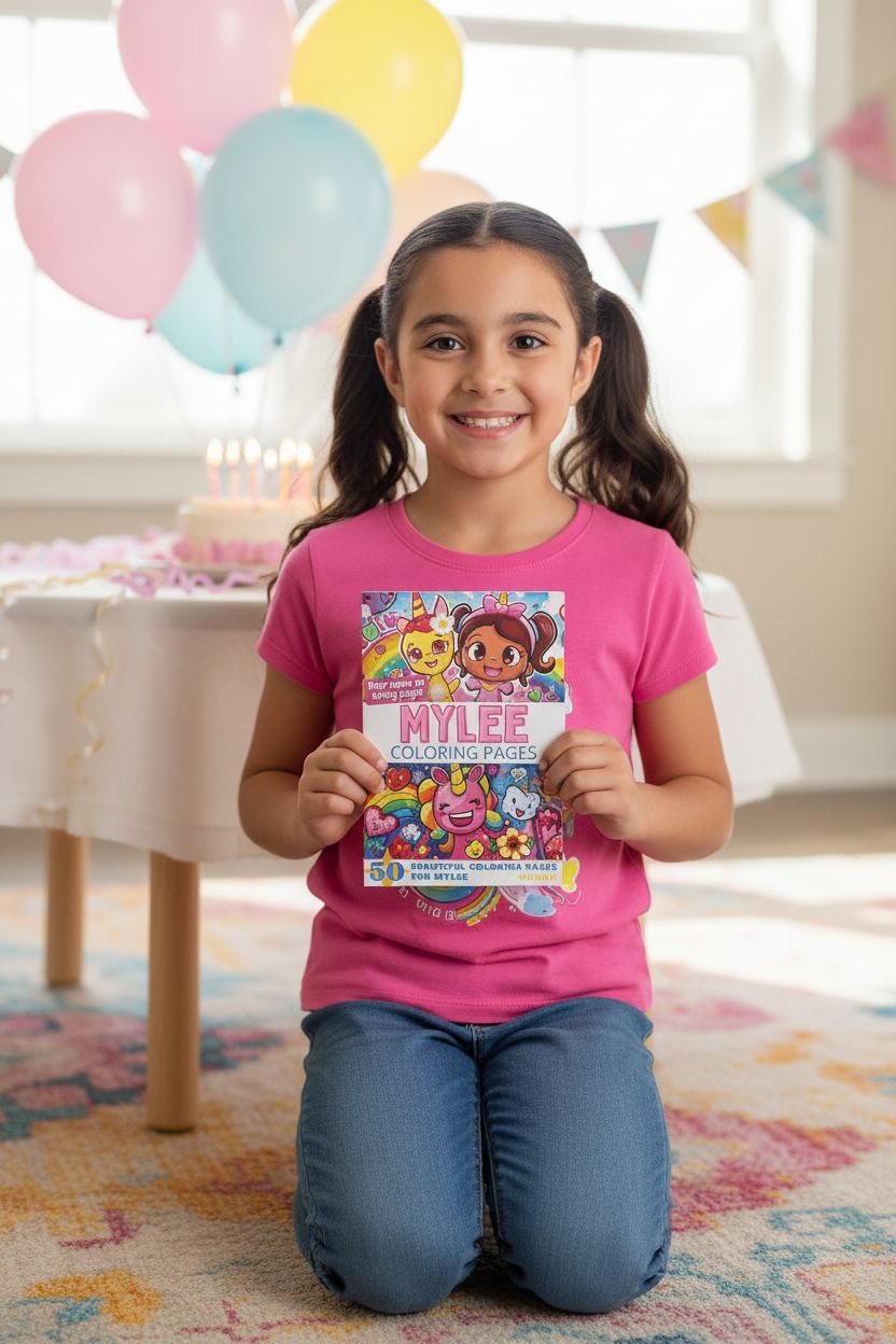 Mylee coloring book in use