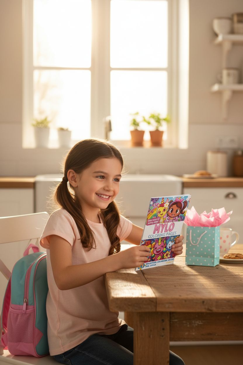 Mylo coloring book in use