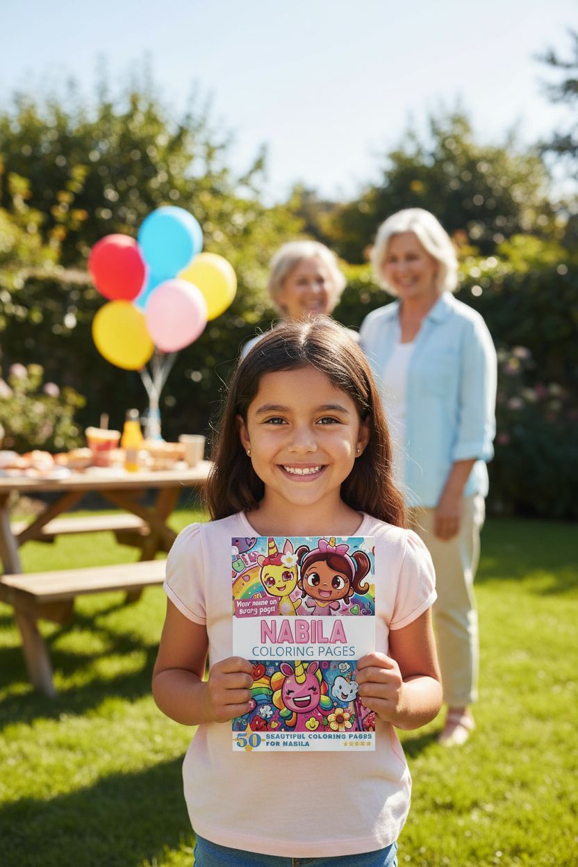 Nabila coloring book in use