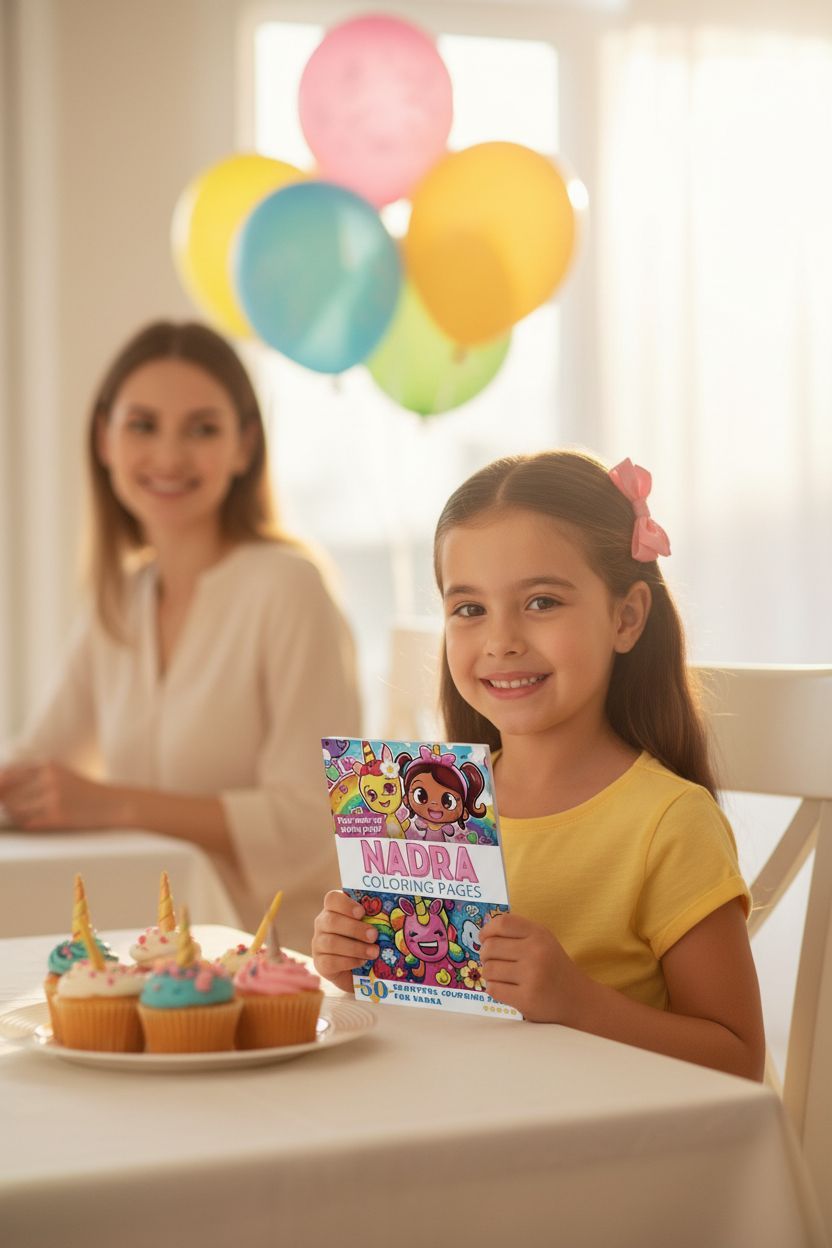 Nadra coloring book in use