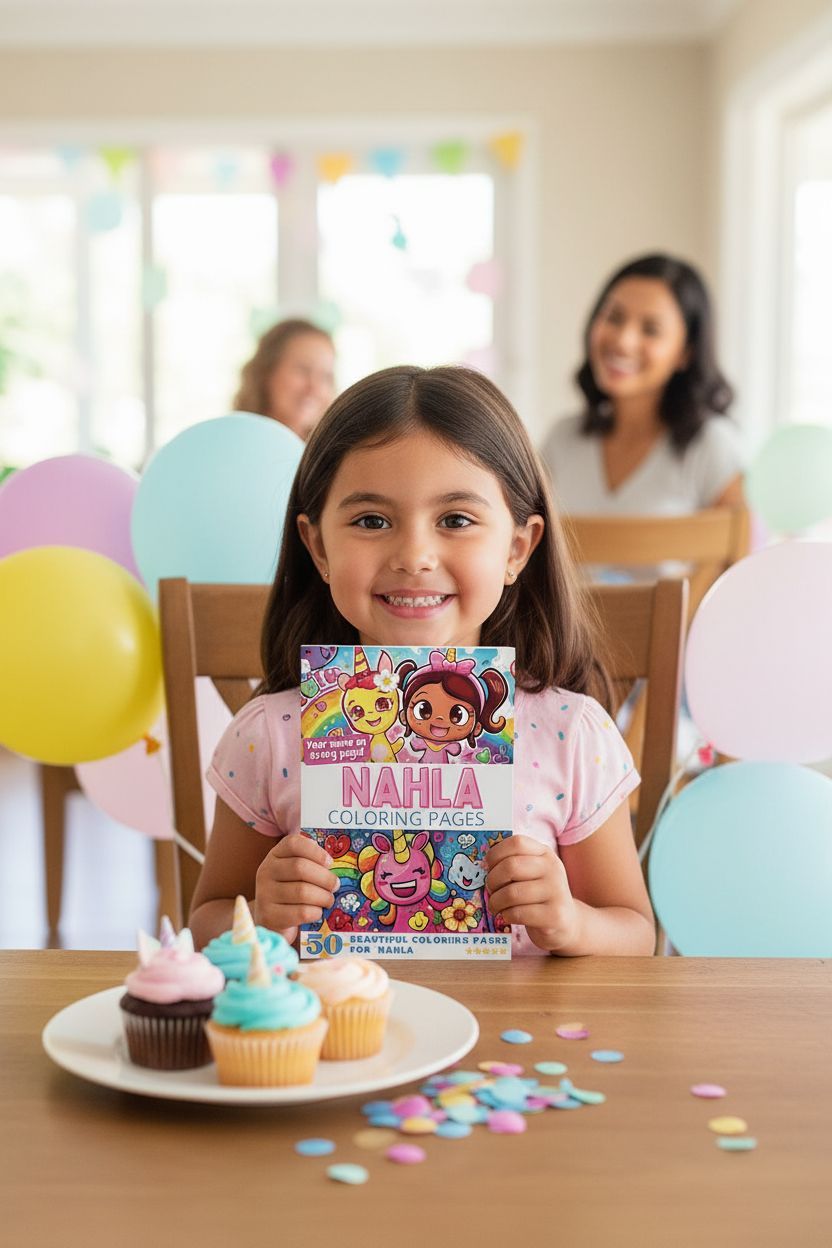 Nahla coloring book in use