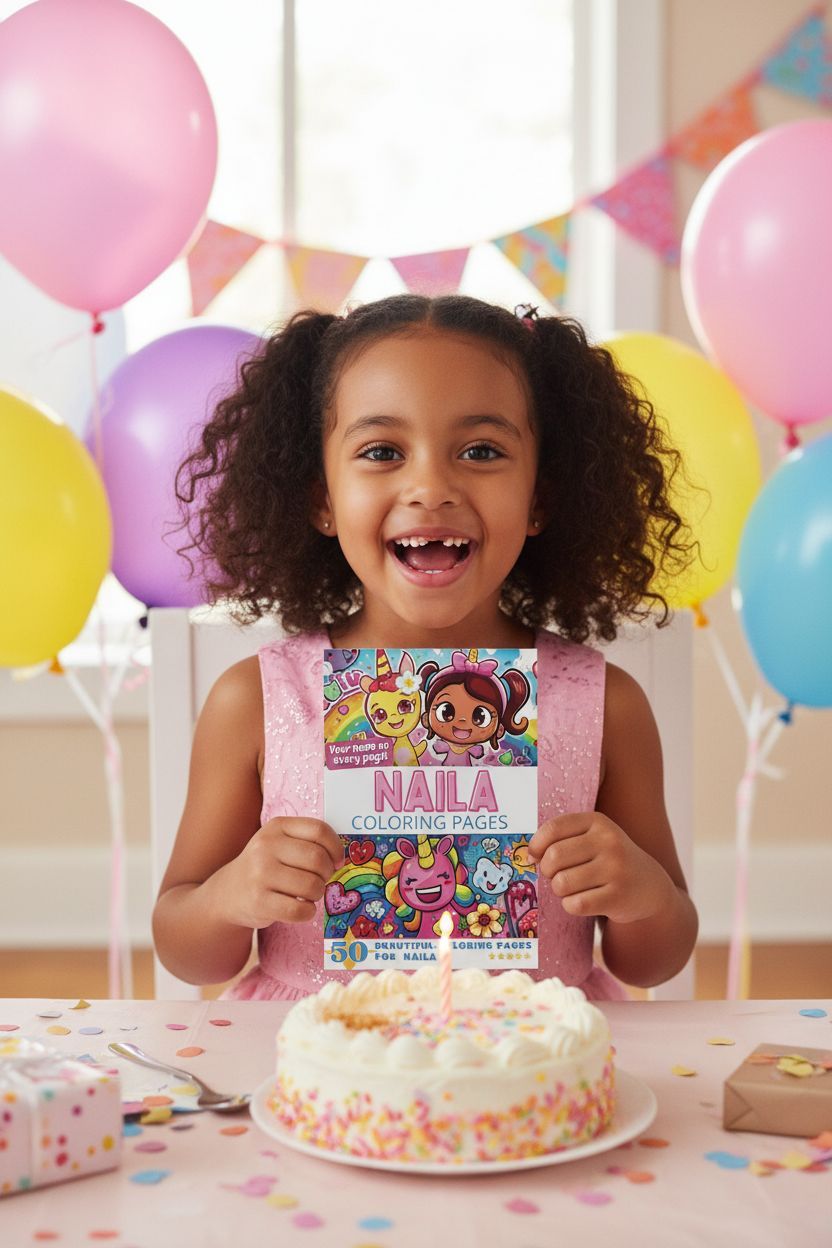 Naila coloring book in use