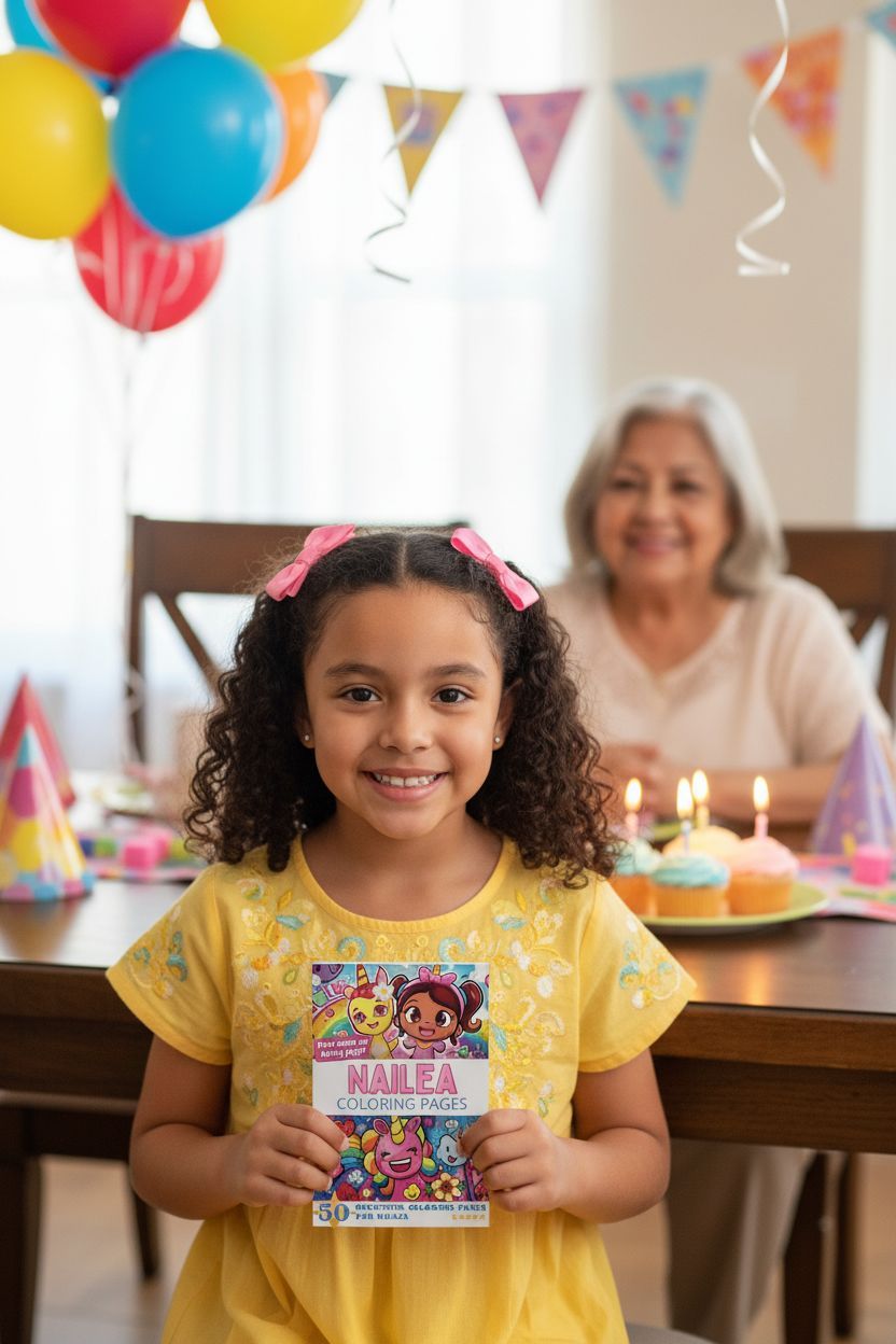 Nailea coloring book in use
