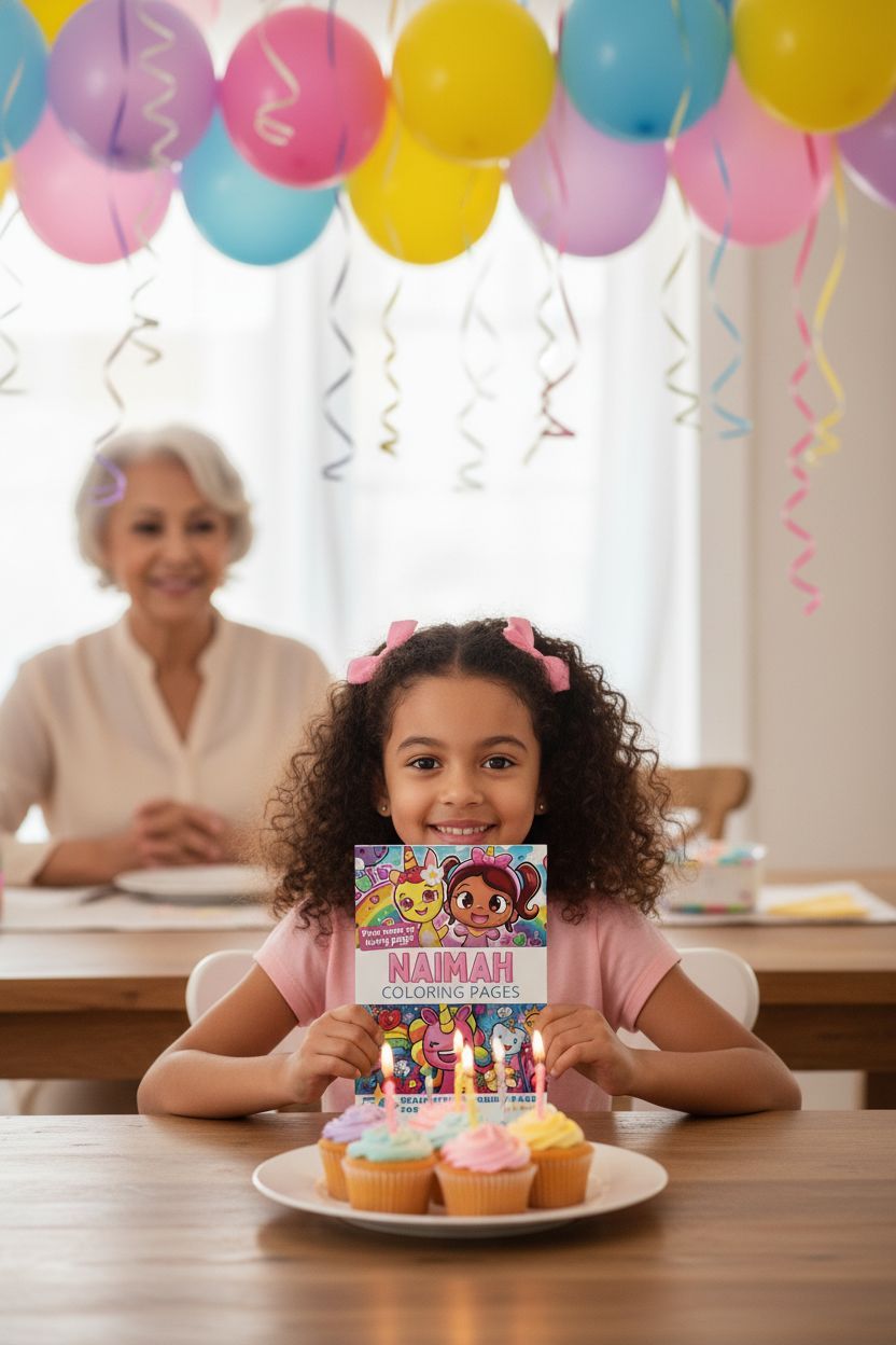 Naimah coloring book in use