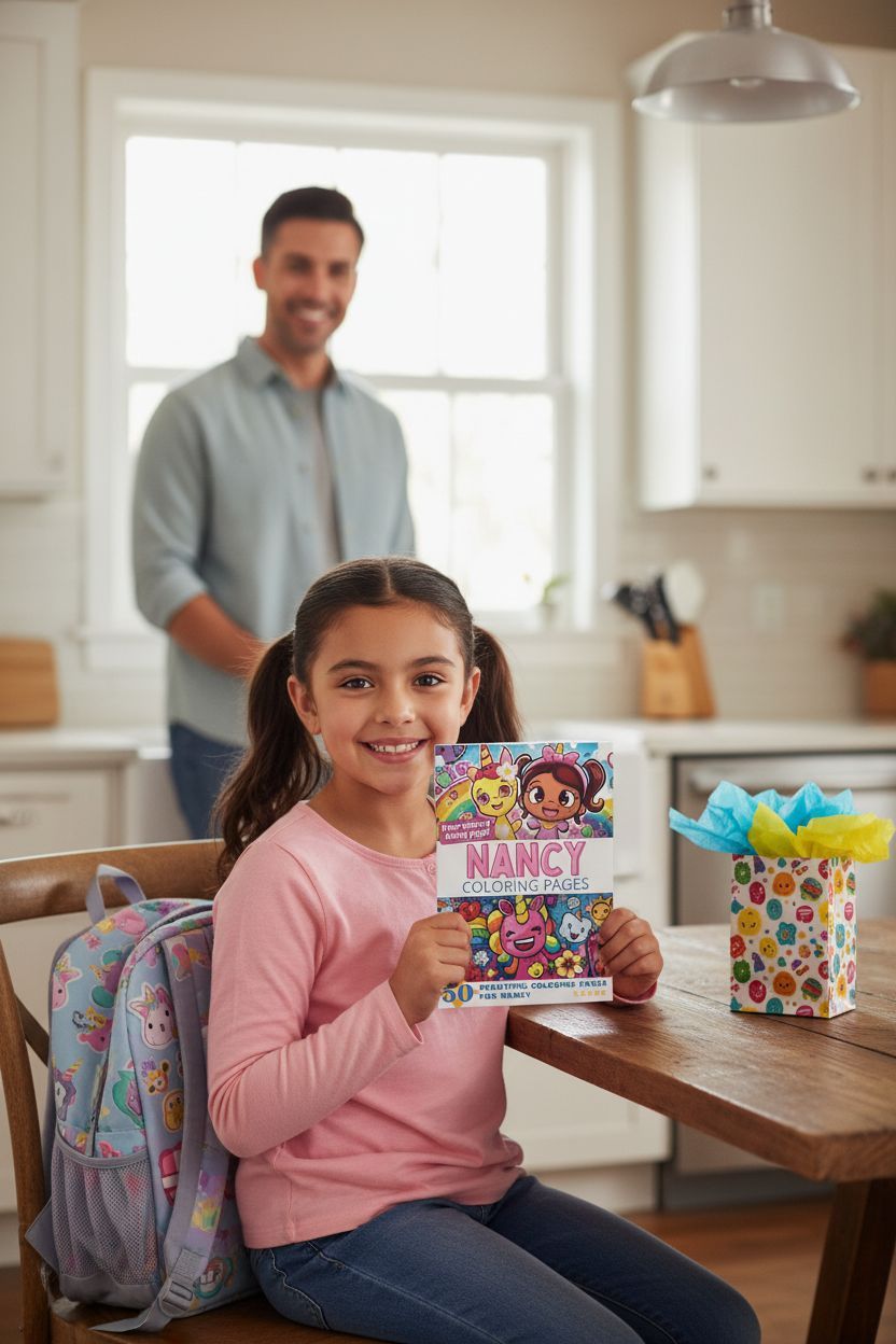 Nancy coloring book in use